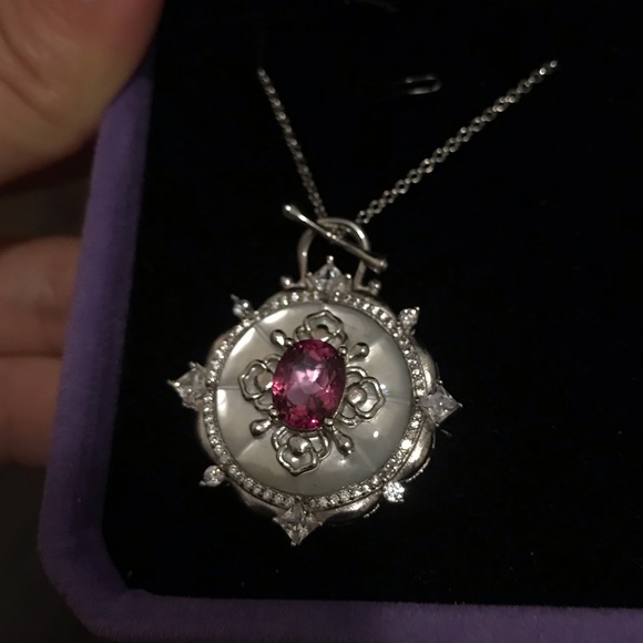 Pink topa silver necklace - Picture 3 of 4